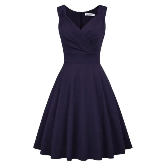 Grace Karin Women's Sleeveless V-Neck Dress Navy Blue Size L - Picture 2 of 6